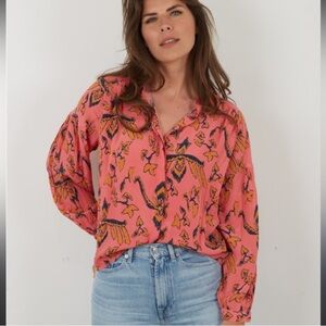 ba&sh printed button down collar shirt NWOT